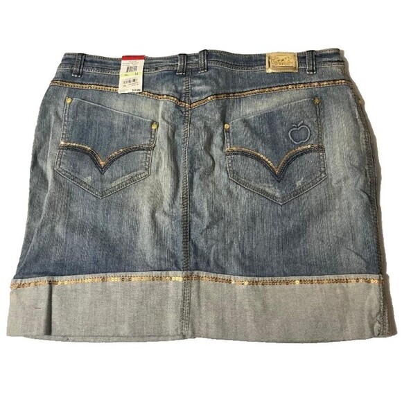 Apple Bottoms Y2K Women’s Size 18 Low Rise 4-Pocket Blue Denim Tribal Revival - Picture 2 of 11